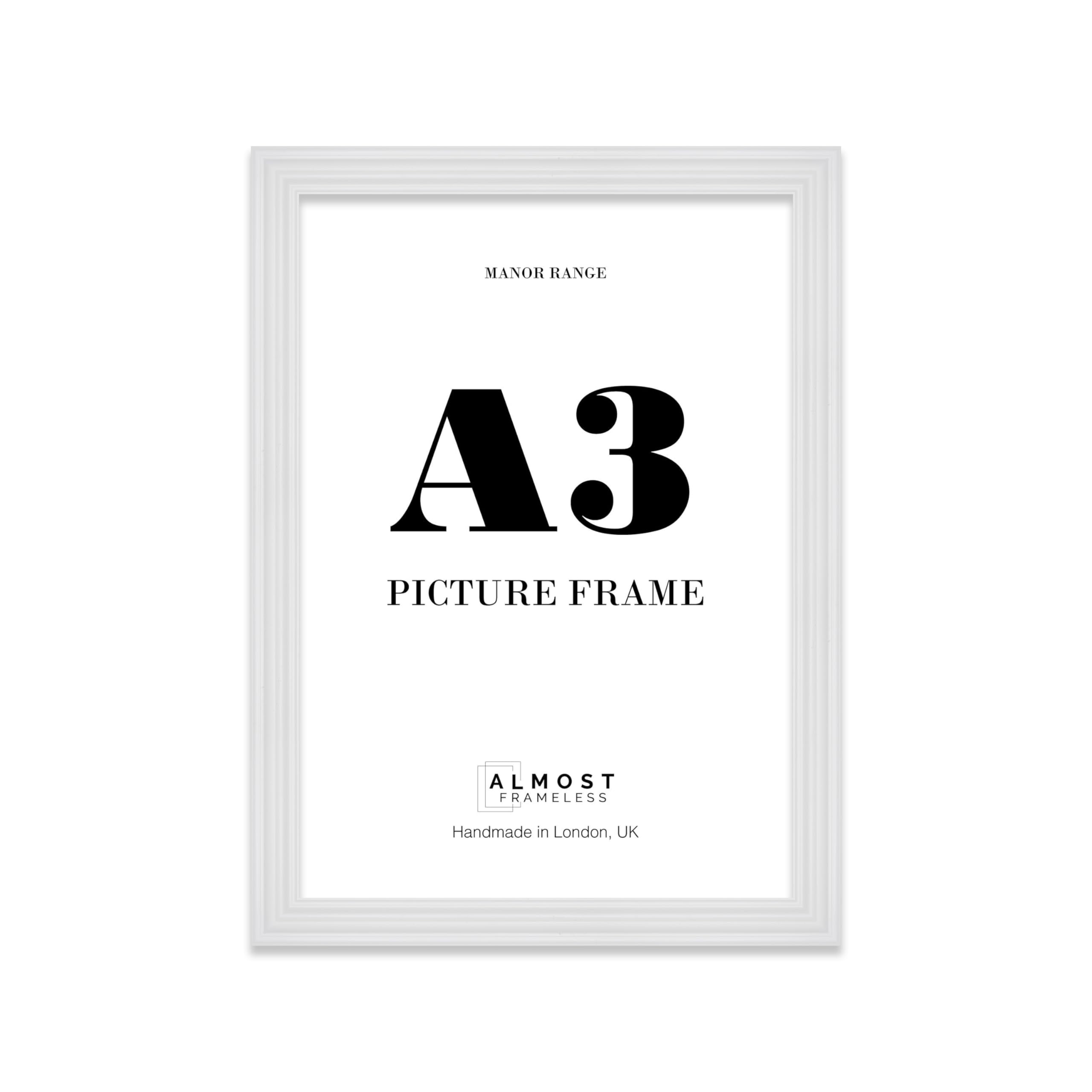 A3 Picture Frame, Display A3 Pictures (29.7 x 41.9cm) - Ice White Distinctive 42mm Edge Frame for Home Décor - 1 Pack