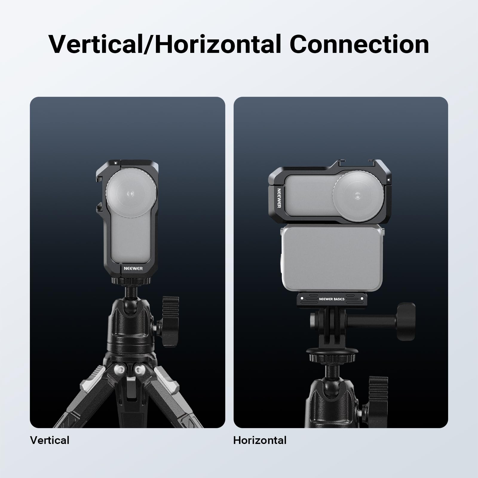NEEWER Klatka na kamerę kompatybilna tylko z kamerą DJI Osmo Nano Action i akcesoriami fotograficznymi Combo, lekki metalowy stabilizator wideo z zimną stopką i gwintem 1/4 cala do POV, AC066