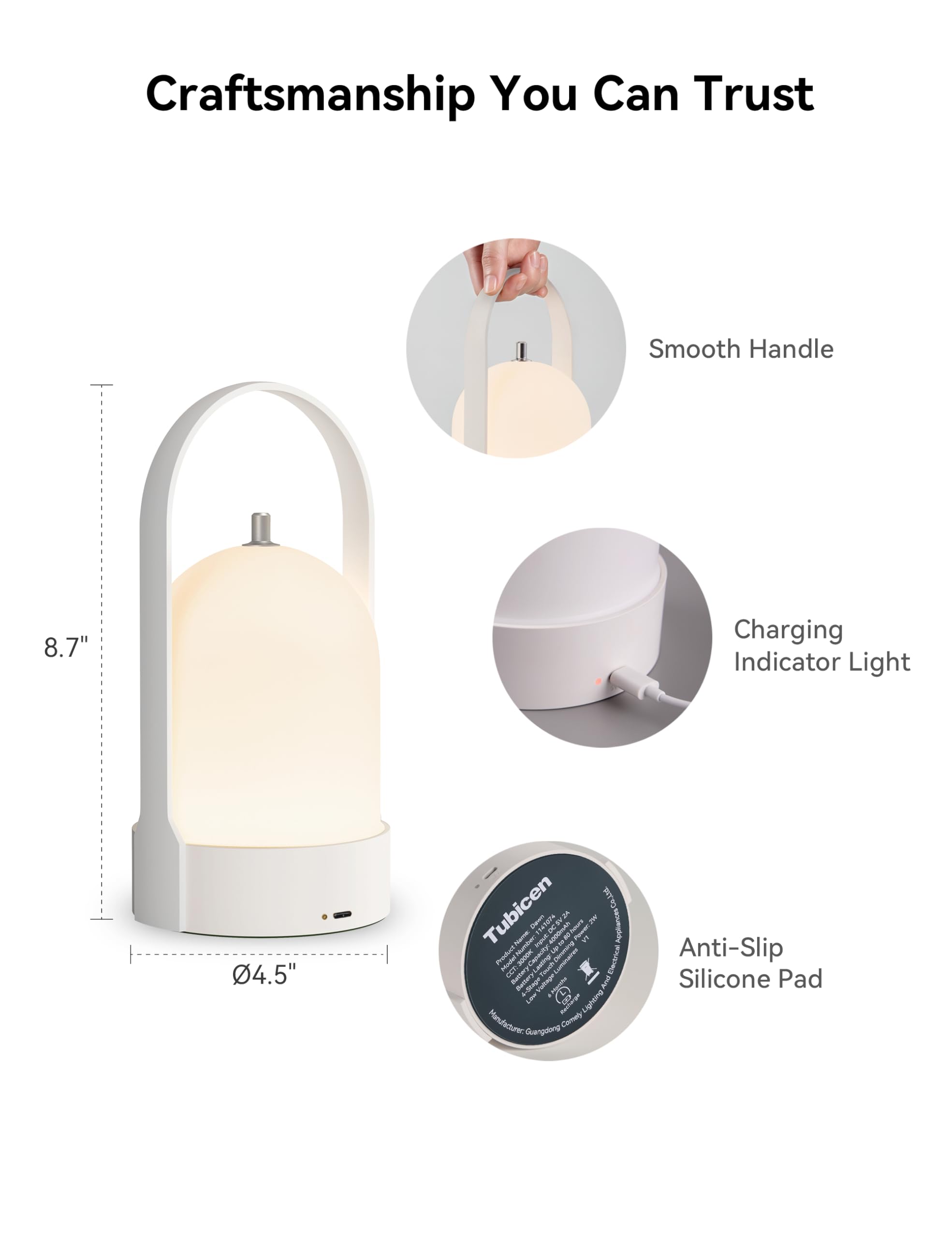 Amazon.co.jp : Tubicen 電池式テーブルランプ ポータブル 充電式 