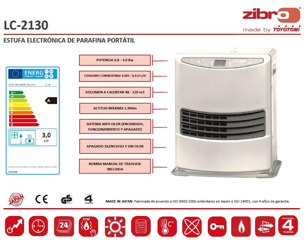 Zibro Poêle à Paraffine électronique LC-2130, Gris, 43/44 EU