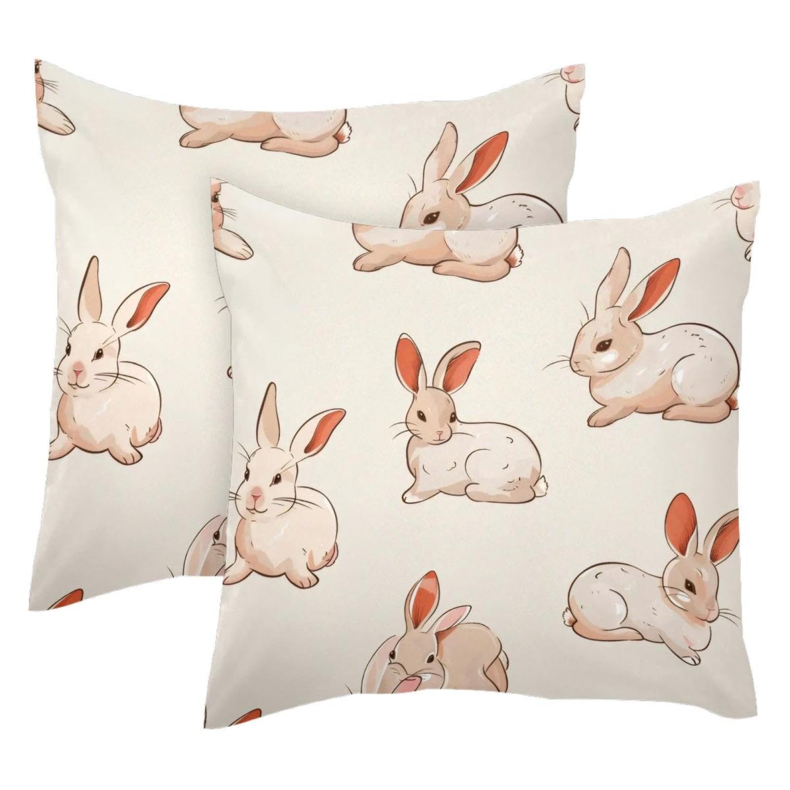 Housse de coussin lapin velours 50x50 cm pour salon cocooning