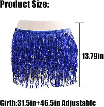 MUNAFIE Belly Dance Hip Scarves Halloween Sequin Costume Triangle Skirt