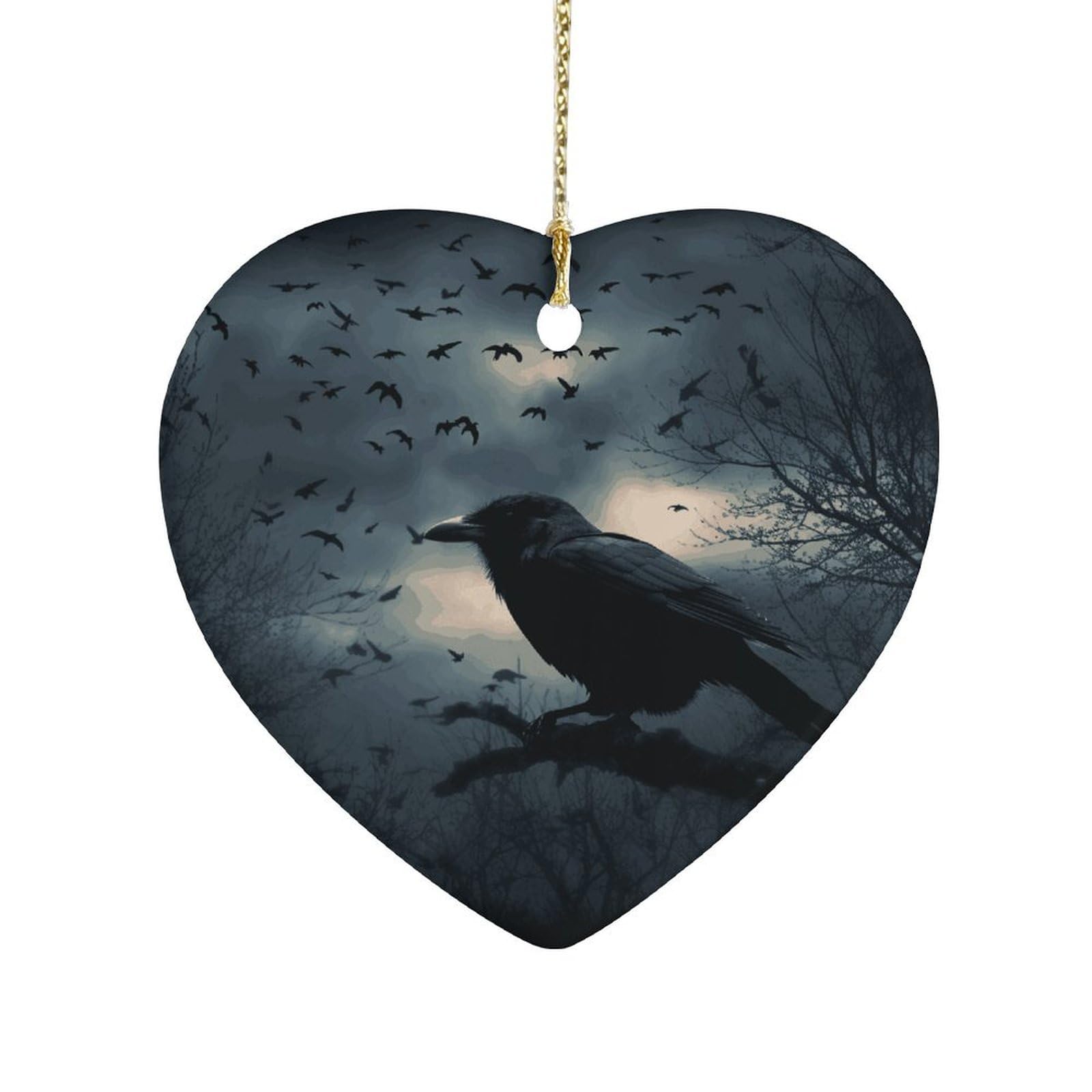 Fekiloot Style Night Crow Ceramic Ornament Home Decor Keepsake