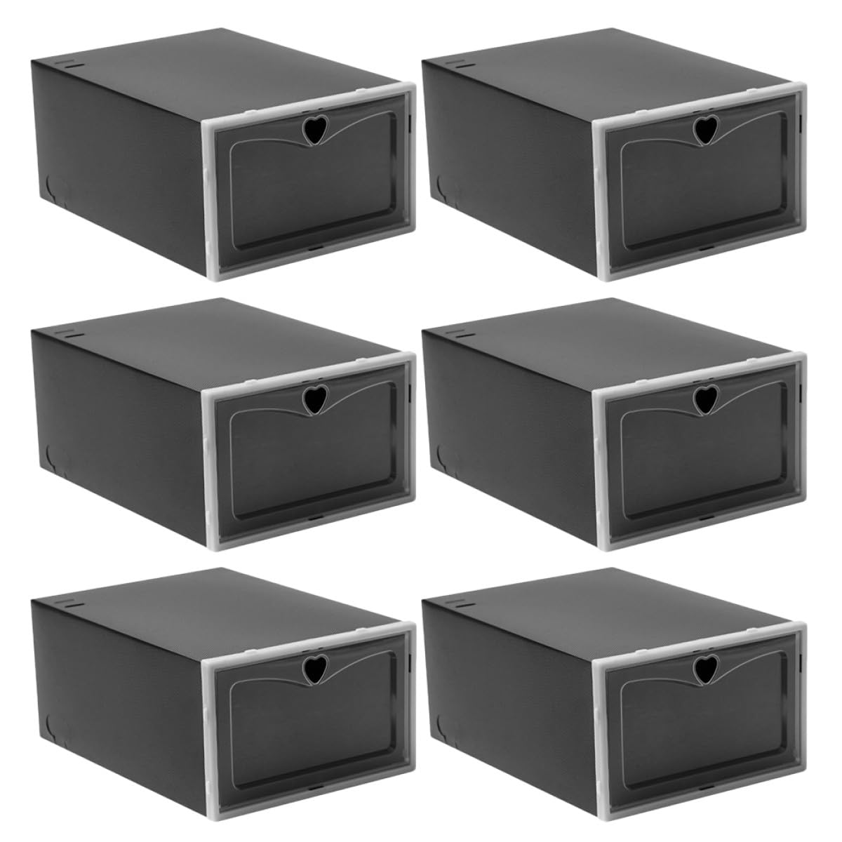 Boîtes de rangement pour chaussures solides empilables anti-poussière en plastique noir
