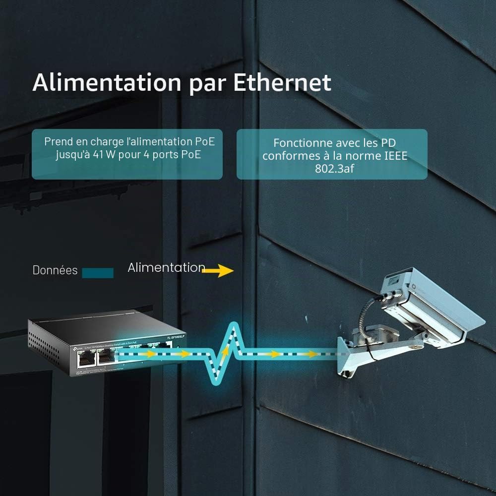 TP-Link Switch PoE 5 Ports RJ45, 4 Ports PoE+, TL-SF1005LP