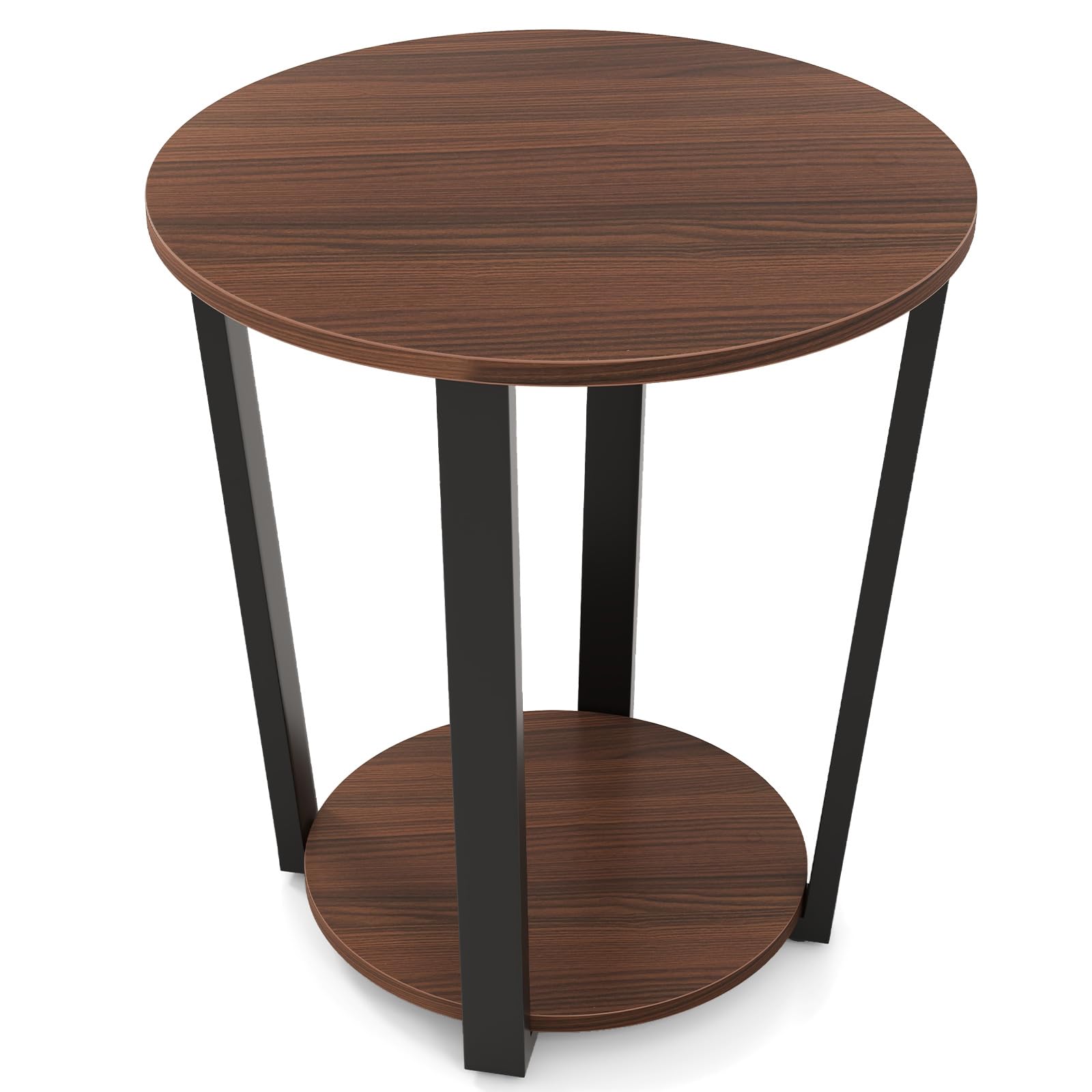 Bewishome Round End Table Side Table With Metal Frame