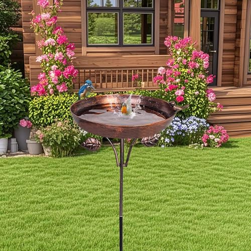 Baños para pájaros al aire libre decorativos con estaca de patio 6