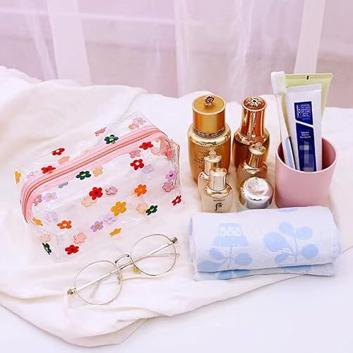 Miniatura 6 de ZMZZ Bolsa de maquillaje linda, bolsa de maquillaje portátil transparente, bolsa de almacenamiento de artículos de tocador impermeable, bolsa de