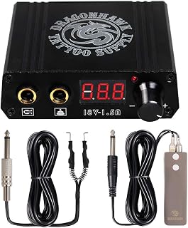 Dragonhawk LCD Dual Tattoo Machine Gun Power Supply Foot Pedal Clip Cord P076 (Black)