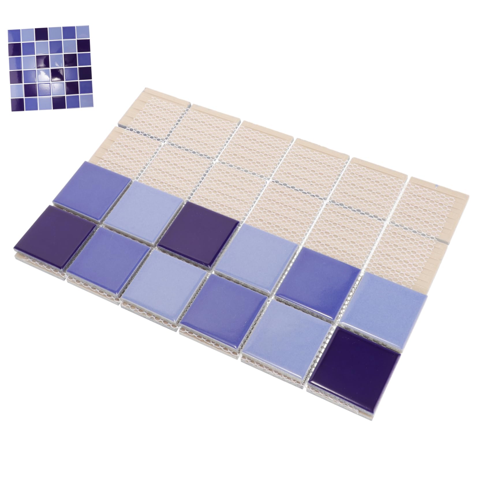 Carrelage bleu piscine HANABASS en céramique décorative pour extérieur | Lot de 36pcs