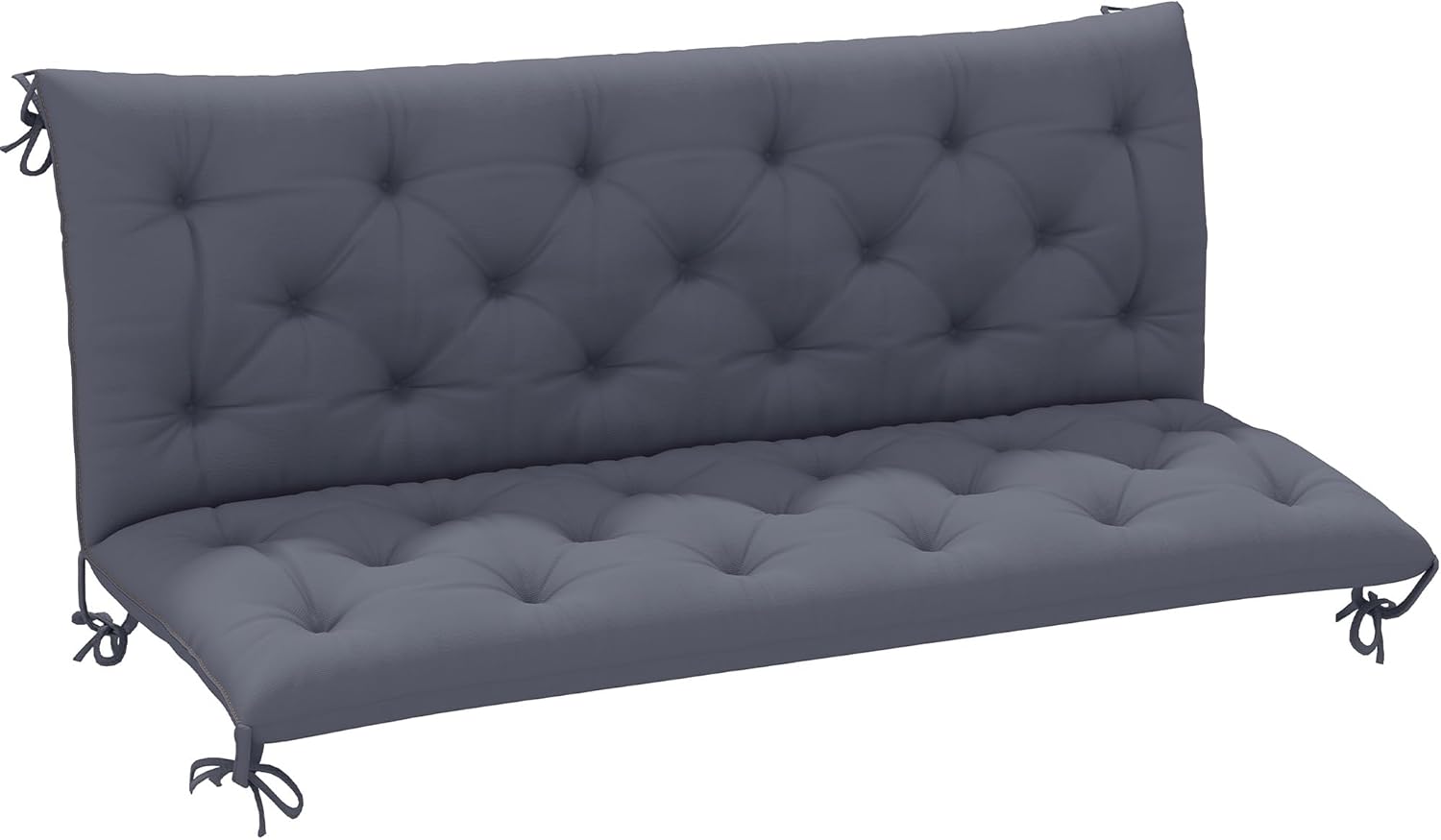Outsunny 59" x 38" Tufted Bench Cushion for Outdoor Furniture, 3-Seater Replacement for Swing Chair, Patio Sofa/Couch, Overstuffed, Includes Backrest, Dark Gray