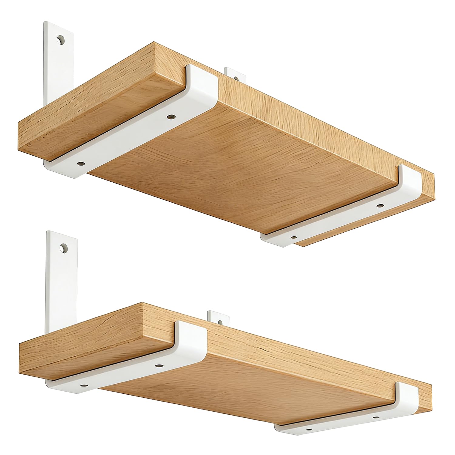 Shelf Brackets 10 Inch 4PCS Heavy Duty White Wall Bracket with Lip for Floating Shelves Rustic Iron Metal Shelf Bracket for DIY Open Shelving Hardware