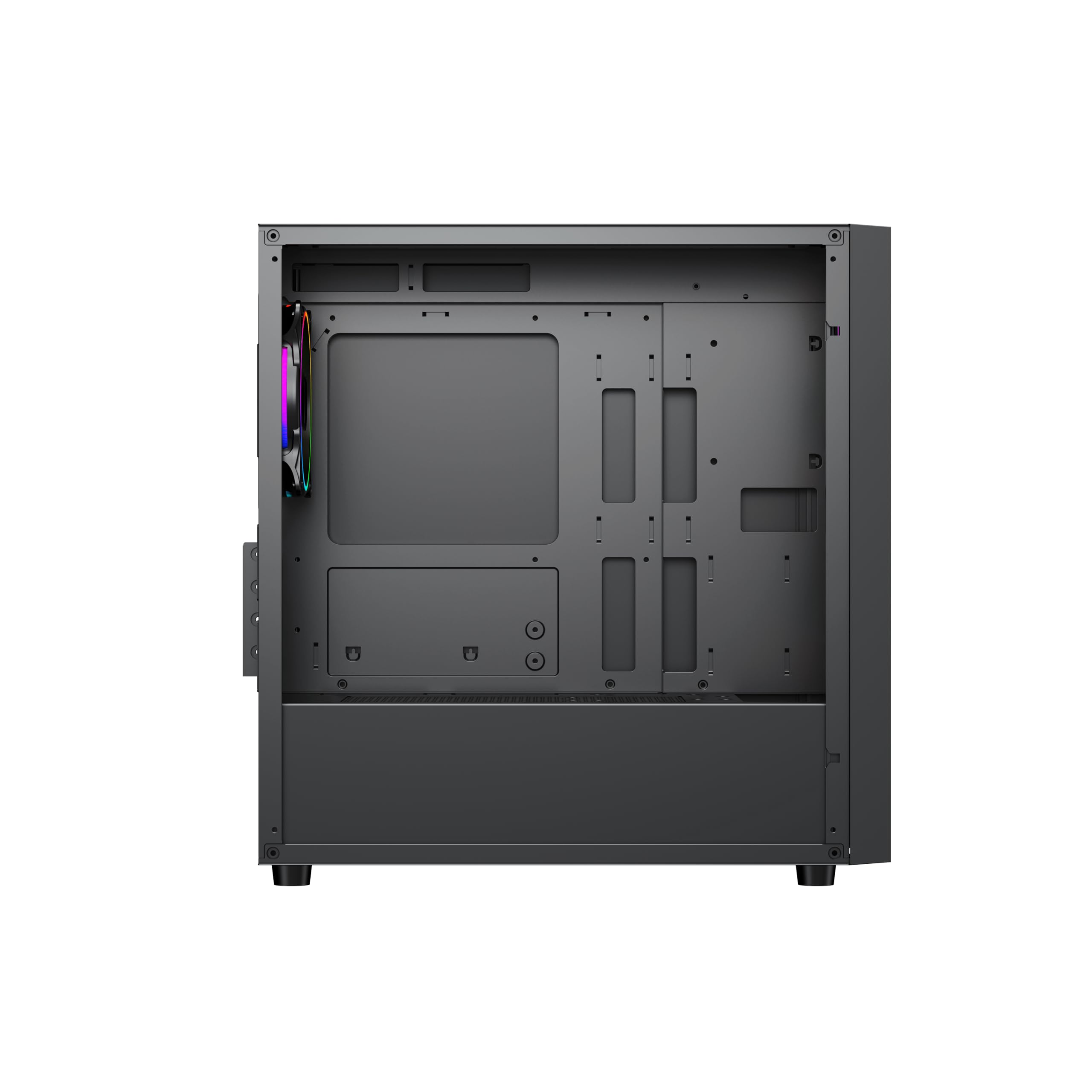 Vida Lucid ARGB Boîtier de Jeu avec vitre Avant et latérale, Micro ATX, 4 Ventilateurs ARGB Infinity Noir