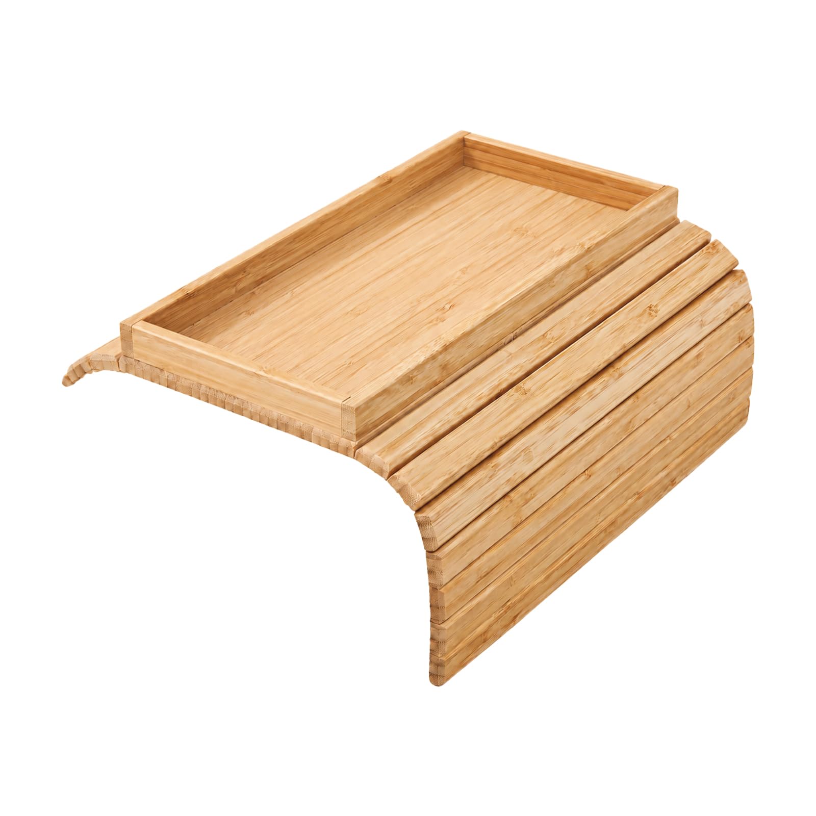 Bandeja plegable de madera maciza con bordes altos para sofá