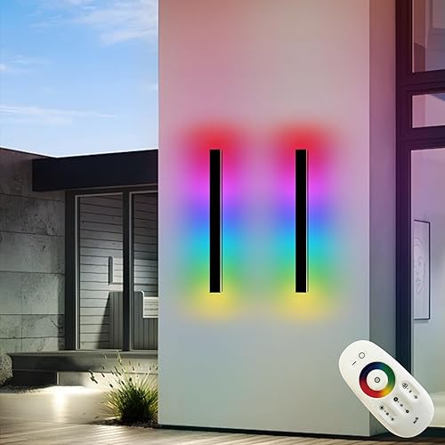 Miniatura 46 de Luz de Pared Exterior, Apliques de Pared Exteriores Modernos de 39 Pulgadas, Luces de Pared Largas Negras Impermeables con Iluminación Cálida, Luz