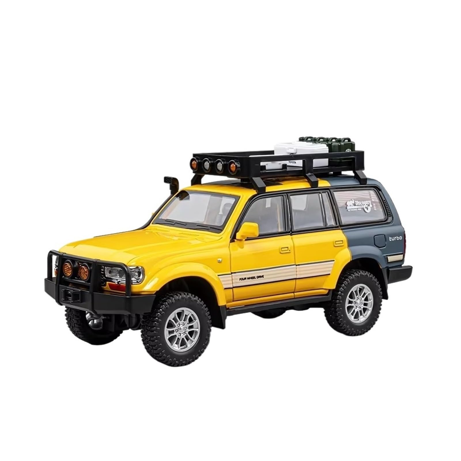 1:24 Dla LC80 SUV model odlewu ciśnieniowego ze stopu model pojazdu terenowego zbierać wyświetlacz Zabawka Ornament obecny (żółty, z pudełkiem)