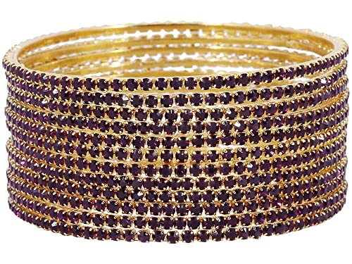 Zircon Studded Glossy Bangle Set, Pack of 12