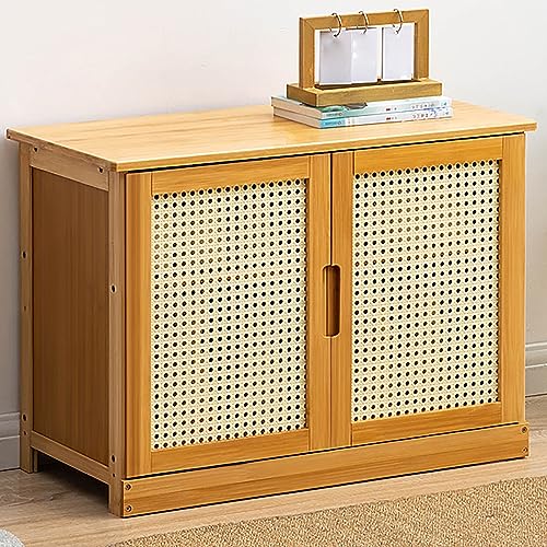 Banc et armoire à chaussures en rotin pour un intérieur chaleureux