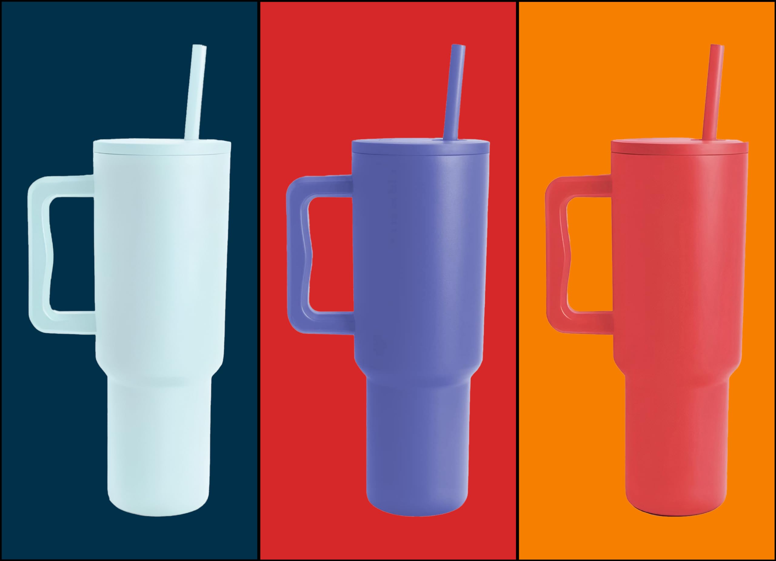 Generic Stainless Steel Tumbler with Straw and Handle, Vacuum Insulated