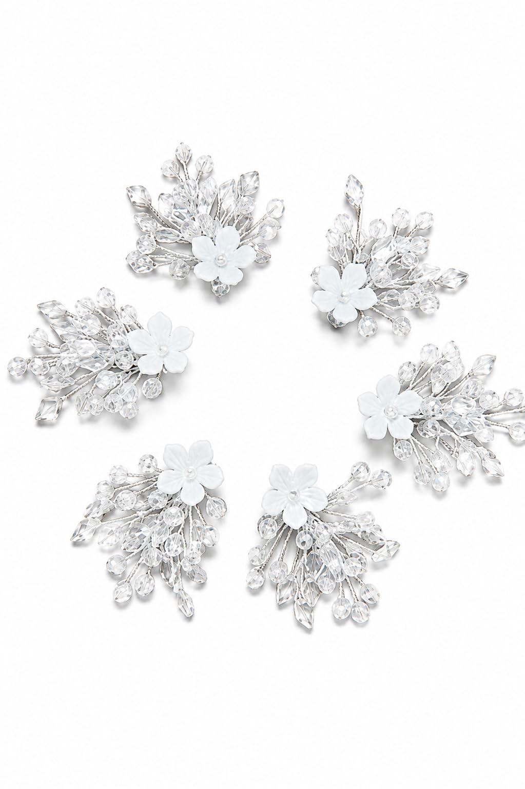 BITTOCOLLECTION Accessories For Women's & Girls - Stylish Artificial Flowers & Crystal Pearls Bun Juda Bridal Brooch for Hairstyle & Decoration - Pins & Clips for Style of Bride (White & Silver) ITEM OF 2 PCS-image-16