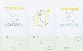 Paninho de Boca Papi Compose Bordado C/Faixa para Bebê 40cm X 37cm Contém 03 Un