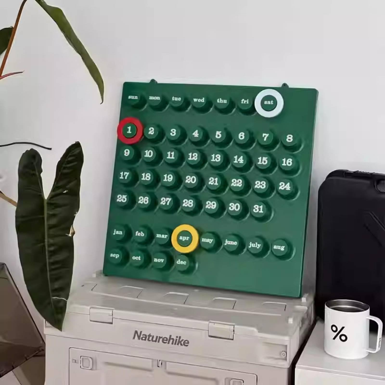 Vintage Tischkalender Retro Endlos Kalender Schreibtischkalender Organisationswerk Tisch-dekoration Funktion mit Einzigartigem 3D Design für Büro Wohnzimmer Studienzimmer Geschenk, Green