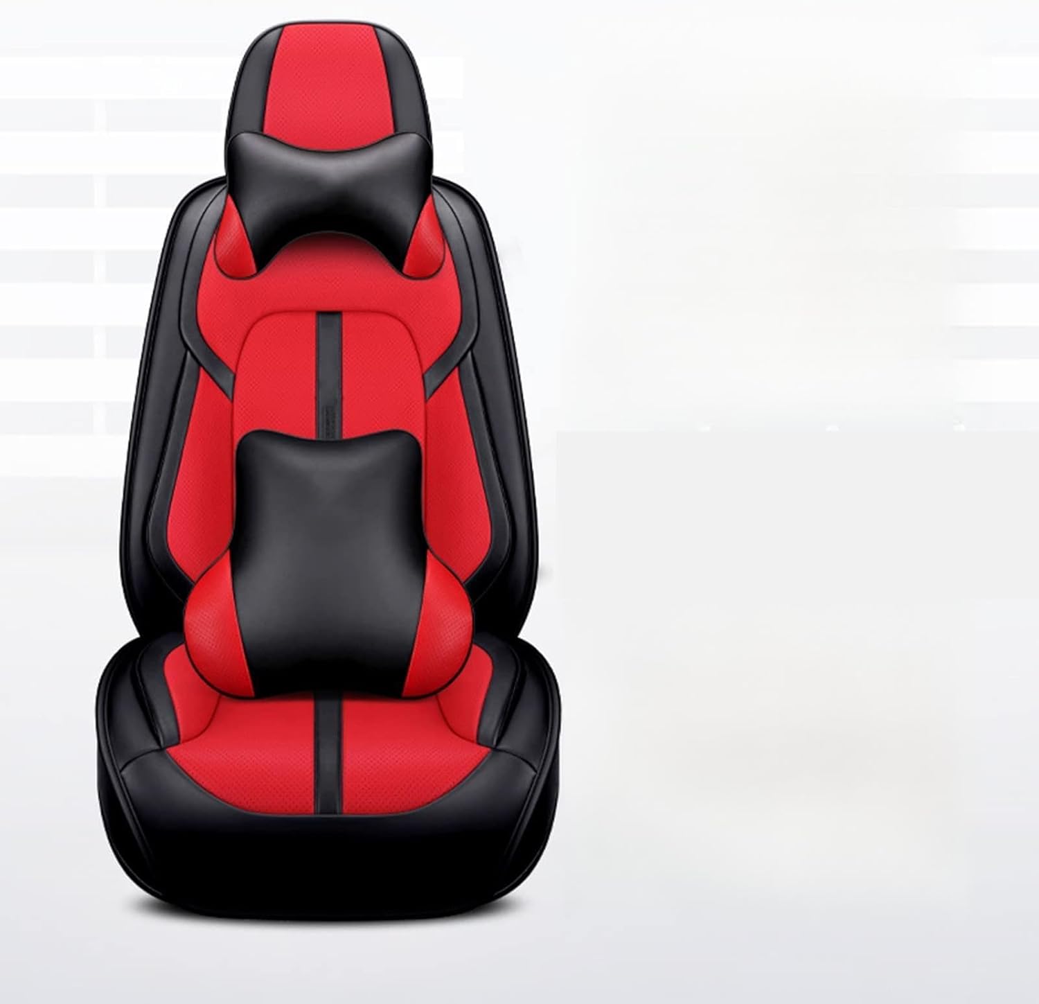 Car Seat Cover All-Inclusive Cushion Suitable for 5-seat Sedan SUV Car Supplies Leather Four-Season Seat Cover with 2 Headrests and 2 Lumbar Rests,A (B)