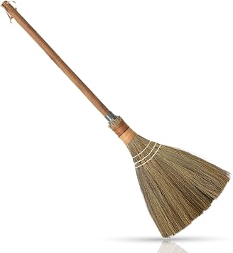 Natural Whisk Sweeping Brownn Handle Broom - Vietnamese Straw Soft Broom for Cleaning Dustpan Indoor-Outdoor, Sofa, Car Hood, Decoration Items - 9.84 Width, 27.55" Length
