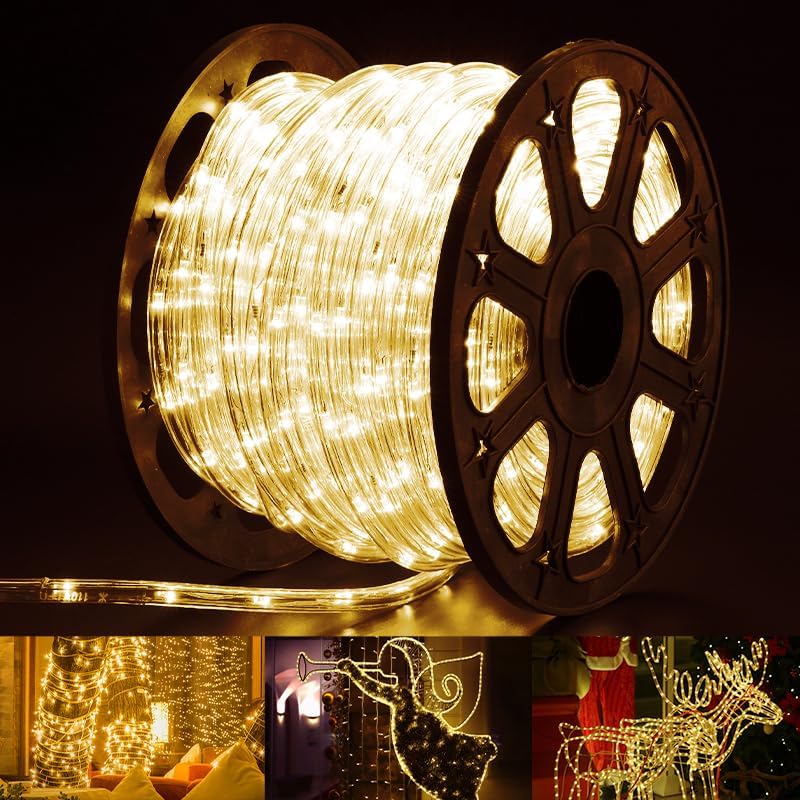 150Ft Led Rope Lights,1080 LEDs Waterproof Indoor Outdoor Party Decorative Lighting with 8 Modes,Connectable and Flexible Rope Lighting for Garden,Pool,Home (Warm White, 150 Ft) Warm White 150 Ft
