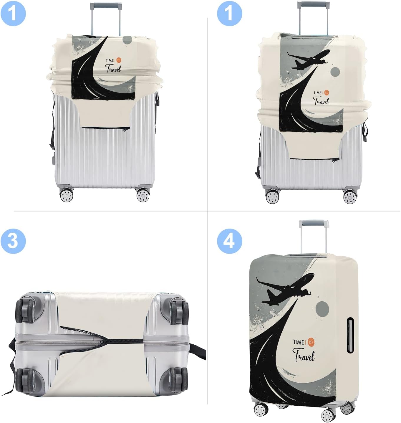 Luggage Cover Washable Suitcase Protector Anti-Scratch,Stretchable Fit for 20-34Inch Luggage Durable Travel Bag Cover with Zipper Closure (Grey, XL(fits 32-34Inch suitcase))