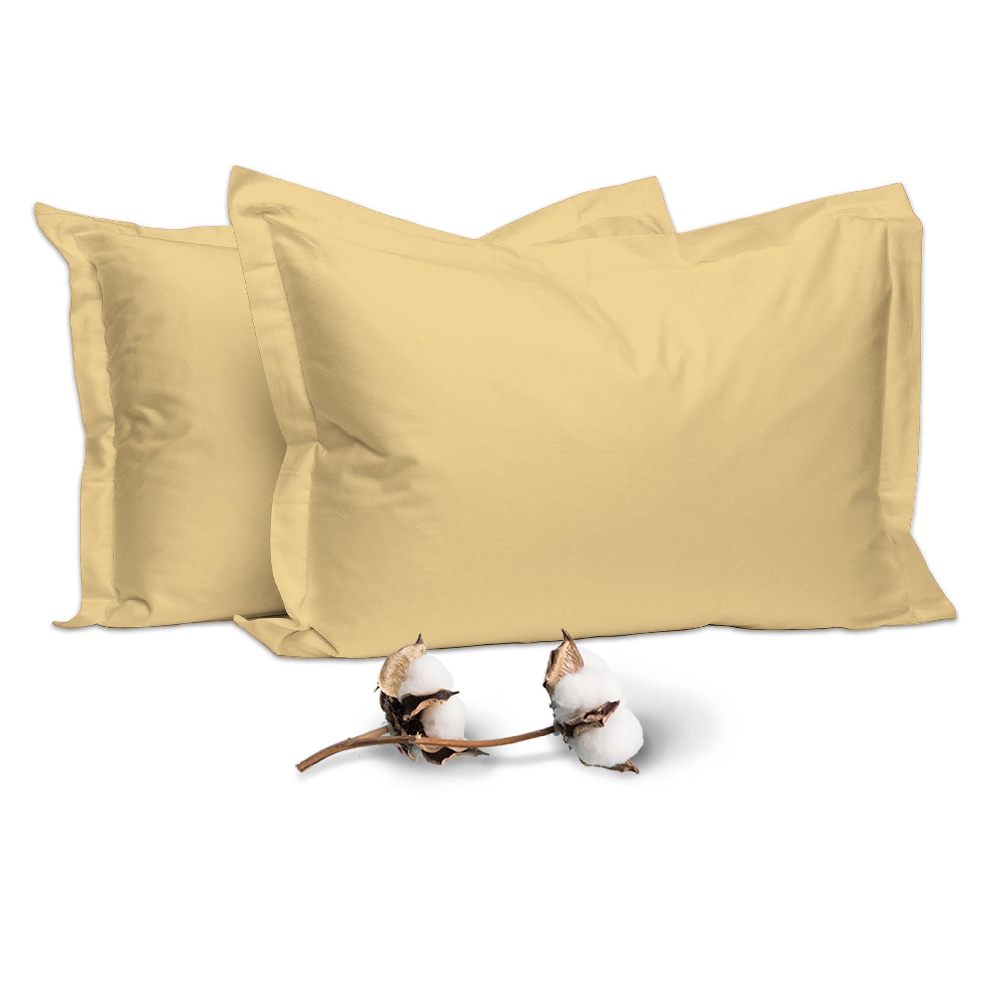 Pizuna 100% Cotton Standard Pillowcases 2 Pack White 50x75cm, 400 Thread Count Long Staple Combed Cotton Soft Pillow Cover, Sateen Weave Oxford Pillow Cases (Cooling Pillowcase 2PC) — view 49