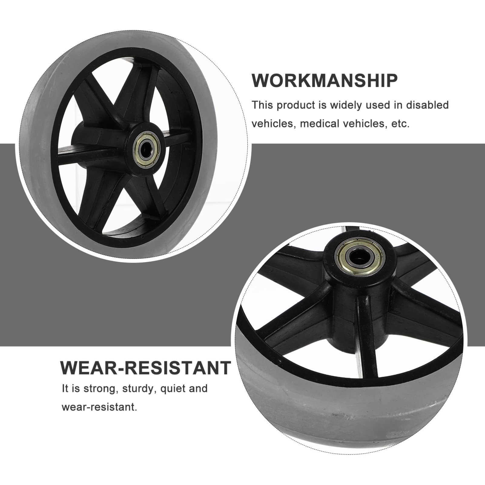 HEMOTON 6 Inch Universal Wheelchair Front Wheels Replacement Pair with Castors for Power Chair and Mobility Scooter Accessories Indoor Outdoor Use - Image 2