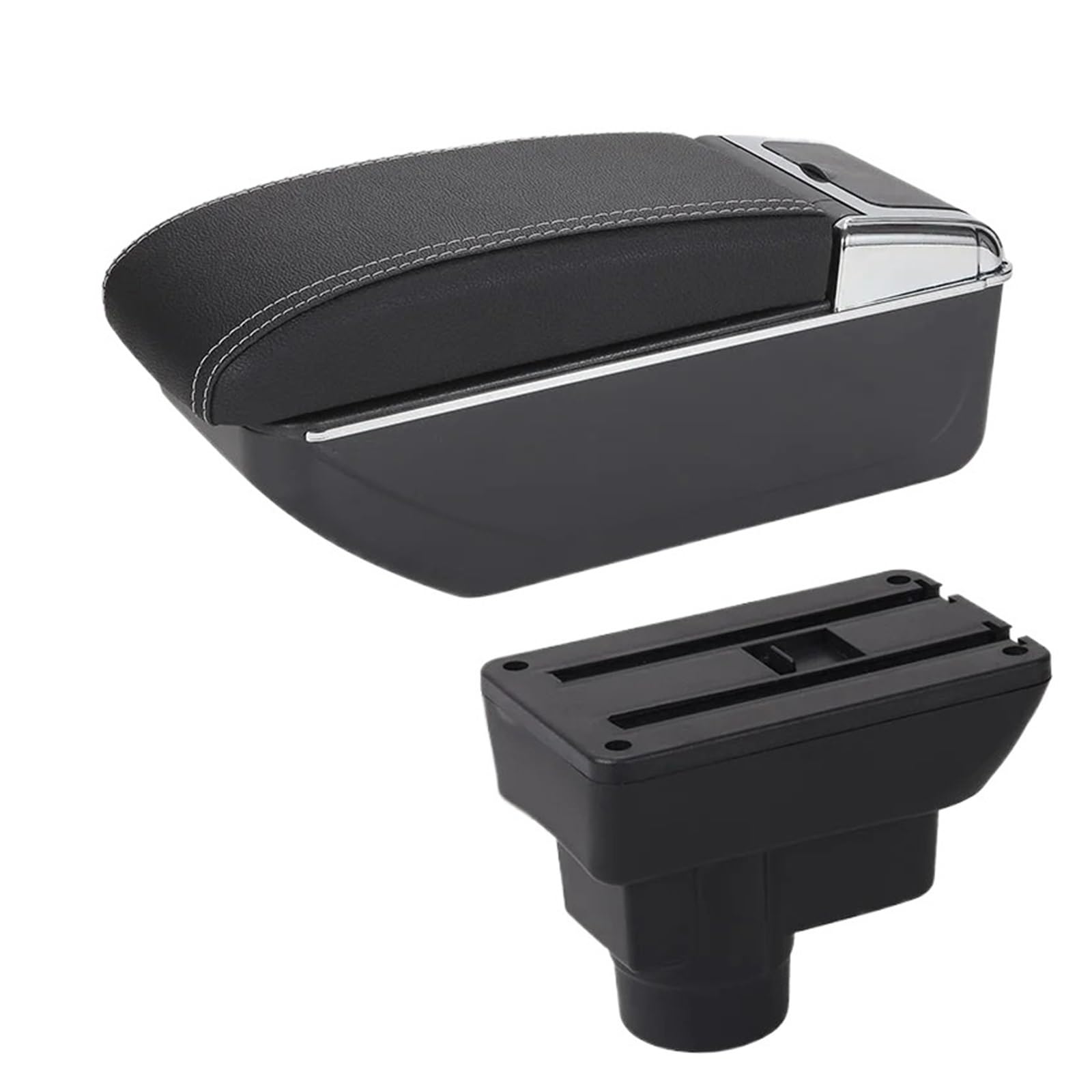 UMDJJU For Opel For Corsa D Car Armrest Backrest Interior Retrofit Part Storage Box Accessorie Car Centre Console Armrest Box(D3 Black white NoUSB)