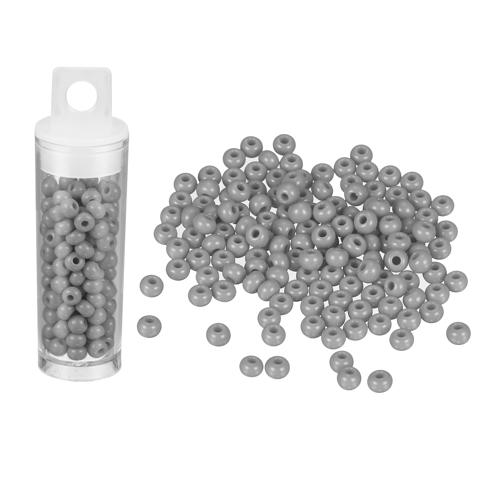 sourcing map 130 Pcs Glass Seed Beads Bulk, 4mm Mini Loose Glass Bugle Beads for DIY Earrings, Necklaces, Bracelets, Jewelry Making, Grey