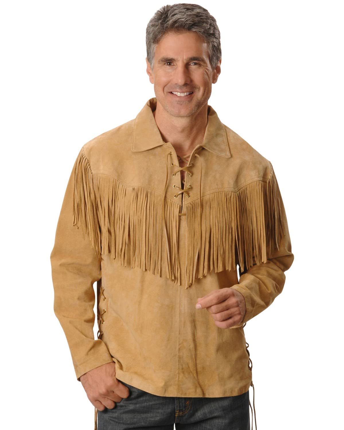 Scully Men's Cafe Brown Leather Mountain Man Long Sleeve Shirt 4X
