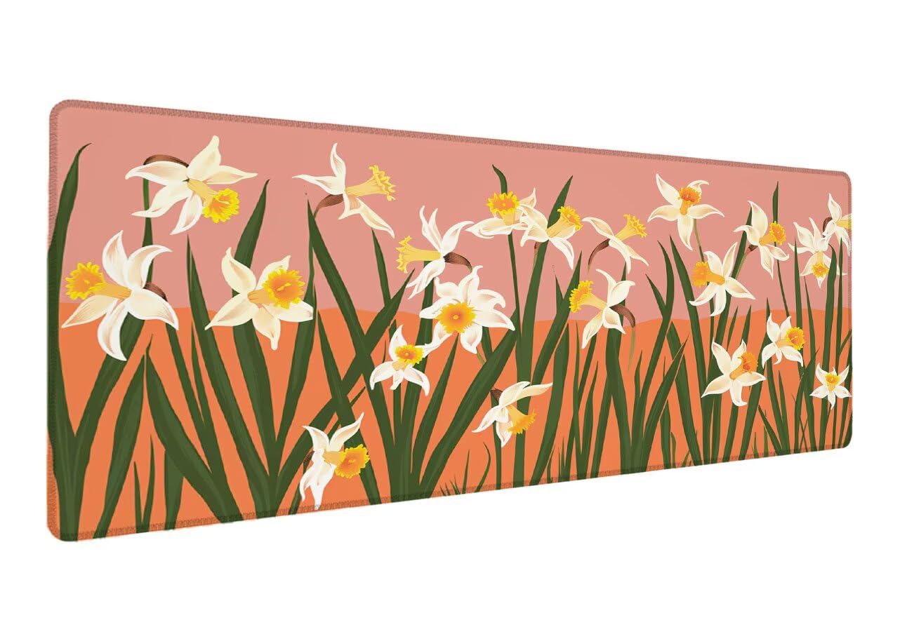 Alfombrilla Ratón, Alfombrilla Gaming Rosa XXL 1200x600x3mm, Extendida Base de Antideslizante Caucho Mouse Pad Flor, Protector Escritorio con Bordes Cosidos, Mejora la precisión y la Velocidad B-2