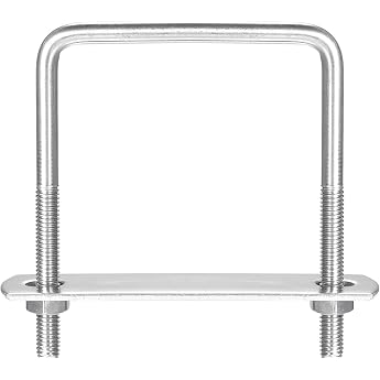 sourcing map U Bracket 1 Piece U-Bolt M6 x 62 mm x 80 mm Square U-Bolt 304 Stainless Steel U-Bolts with Nut Plate Bracket Clamp Fence Attachment for Roof Box Car Pipe Towing