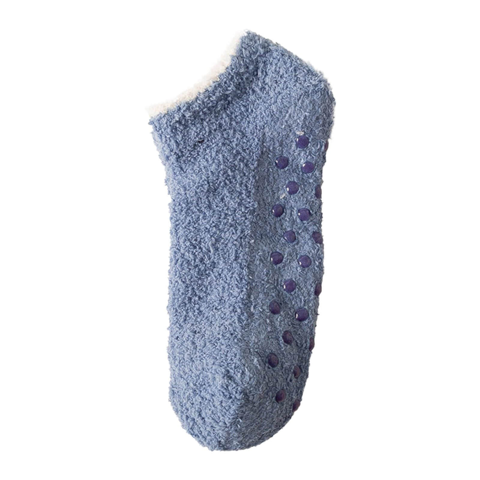 AKTUGKNMWomens Shallow Mouth Half Velvet Fall Winter Thick Socks Silicone Non Slip Floor Socks Women Athletic High Socks