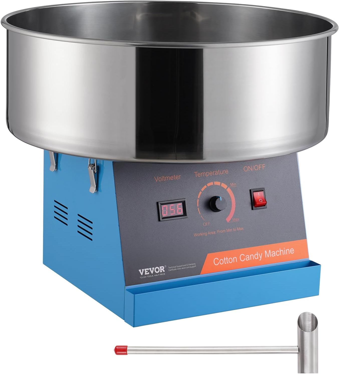 VEVOR Cotton Candy Machine Commercial, 1000W Electric Floss Maker with Stainless Steel Bowl, Sugar Scoop, Storage Drawer, Perfect for Home, Carnival, Kids Birthday, Family Party, Blue