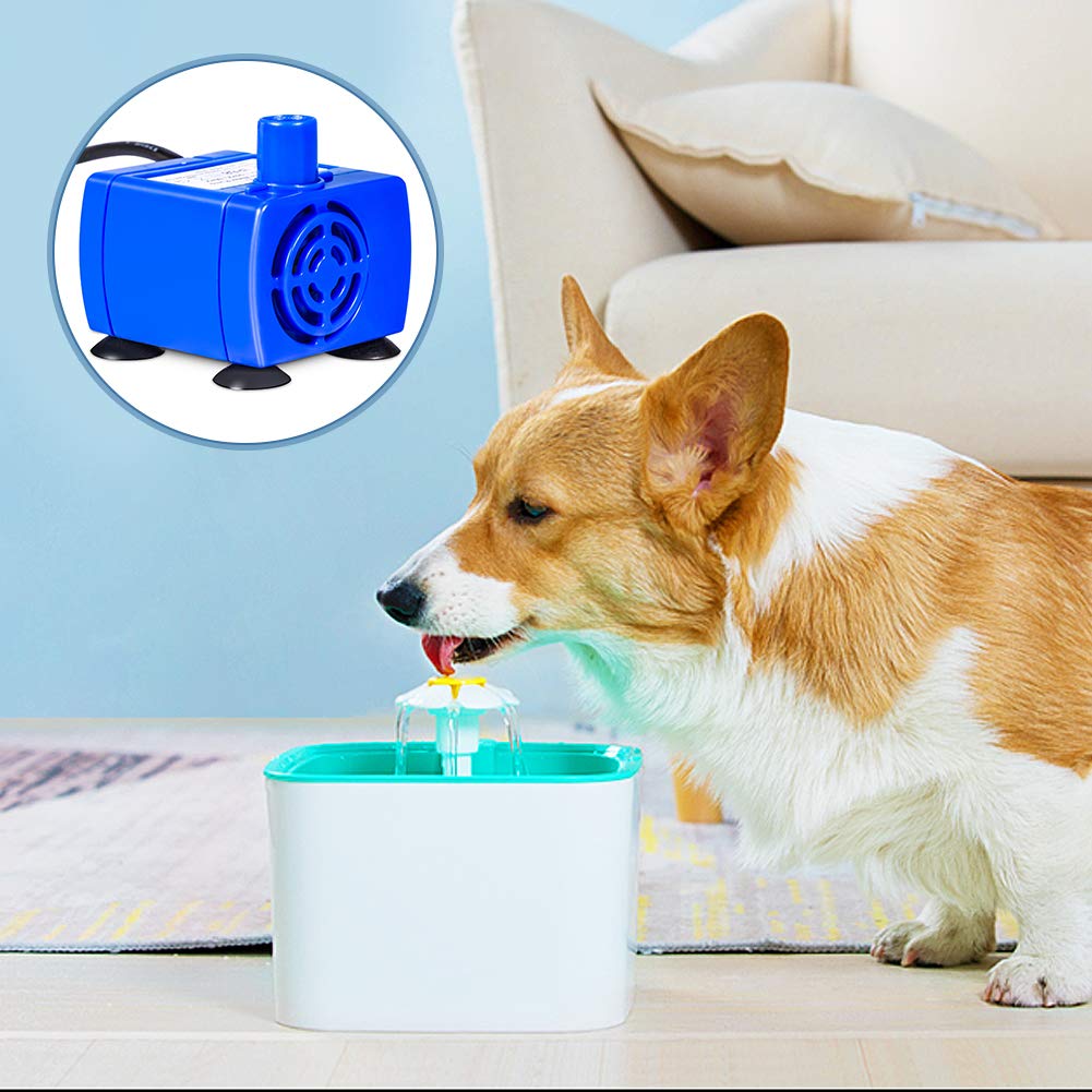 Pompa Acquario Per Gatti Animali, Pompa Fontanella per Gatti, Pompa Acqua Gatto, Pompa Acqua Presepe 12 V, Pompa Fontanella da 1.6 Litri, Cavo Lungo 1.8 M, Blu