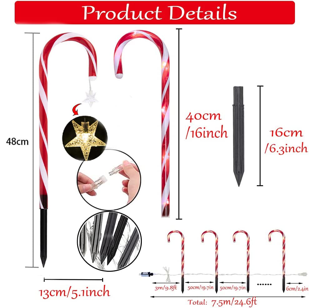 Solar Powered Outdoor Candy Canes Pack Of 8 Solar Power Christmas