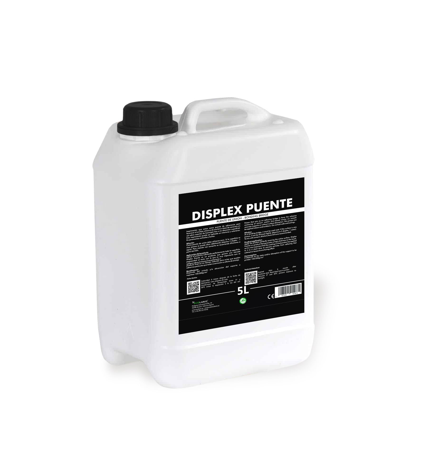 DISPLEX 5L para 35–45 m² Puente Unión con Alto Tack Residual, Base Acuosa, Mejora Adherencia en Soportes Poco o Nada Porosos, Ideal para Morteros, Microcementos y Pinturas