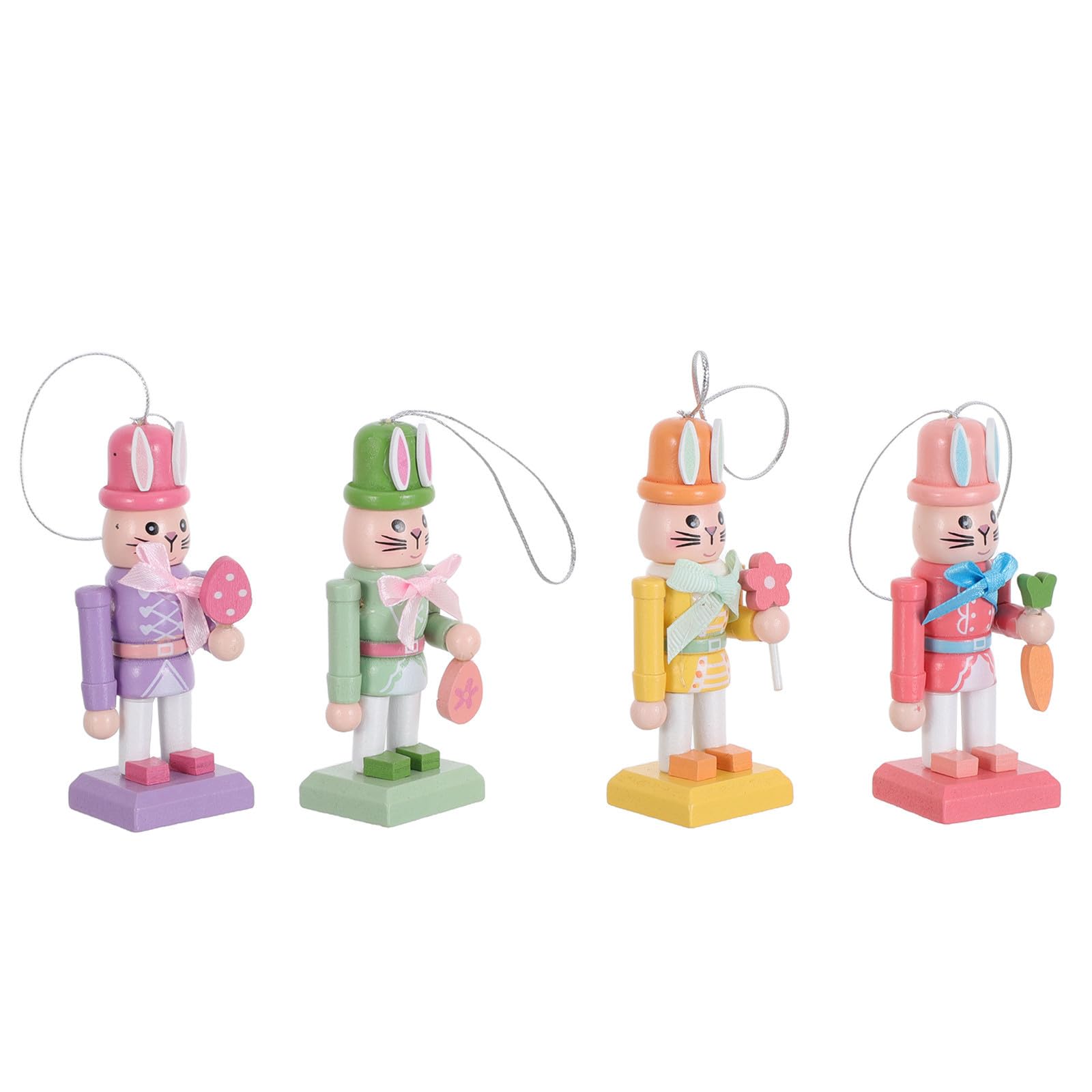 minkissy 20 Pezzi Statuina Schiaccianoci Coniglio Pasquale in Legno per