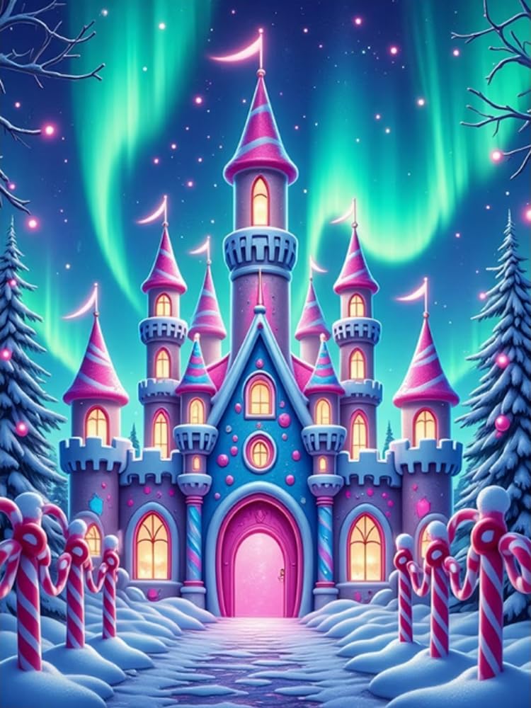 GLTEYACO Embroidery Cross Stitch Kit Castle 11CT Stamped Cross Stitch Kits DIY Adult Beginners for Pre-Printed Needlepoint Crafts 40x50 cm