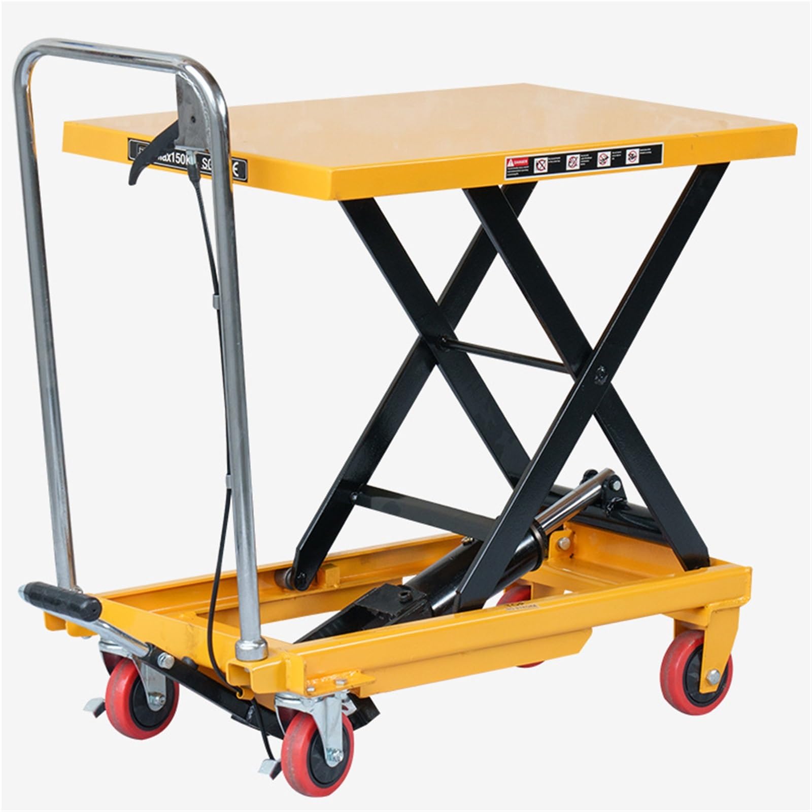 Mesa elevadora hidráulica plegable, mesa elevadora con protector de seguridad for manipulación y transporte de materiales(500kg)