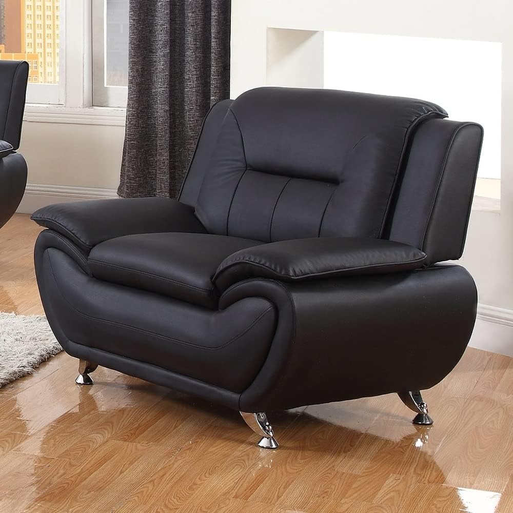 Star Home Living 3 Piece Leather Sofa Set Black Modern