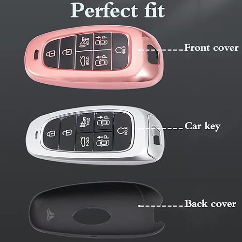 Miniatura 6 de Funda para llavero Hyundai con llavero de TPU suave para llave de coche, protección de 360 grados para Hyundai Sonata Santa fe Tucson 2019 2020 2021