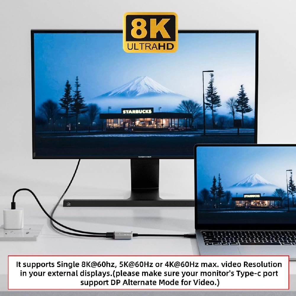 USB-C Type-C 1-to-2 VR AR Glass 8K Video OTG USB-C Female 100W PD Power Cable White for NS Handheld Console Laptop Tablet Phone image 5