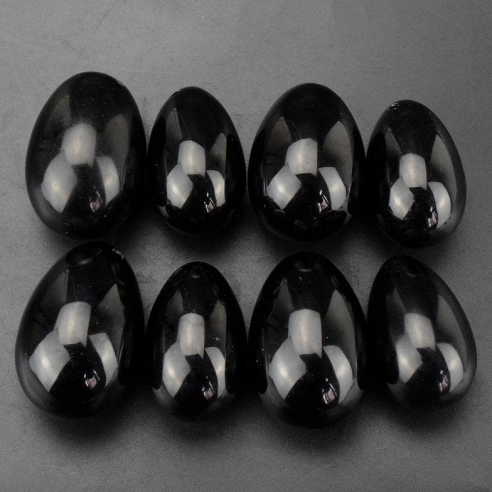 2 pezzi/set Yoni Egg di ossidiana nera naturale forata per esercizi di Kegel Kegel-45x30MM