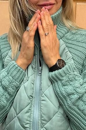 Women's Knit Patchwork Puffy Jacket,Women Chaqueta Patchwork Puffy De Punto,Women's Knit Patchwork Puffy Jacket Warm